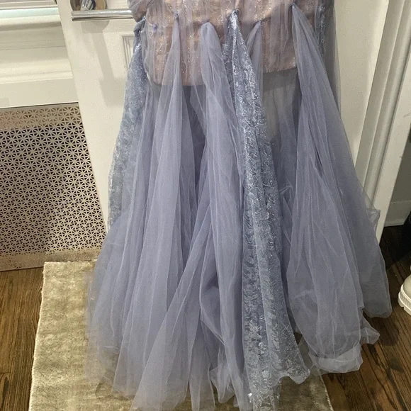 Tarik Ediz 96043 Illusion Long Sleeve Lace Bodice Tulle Mermaid Gown - Picture 6 of 12